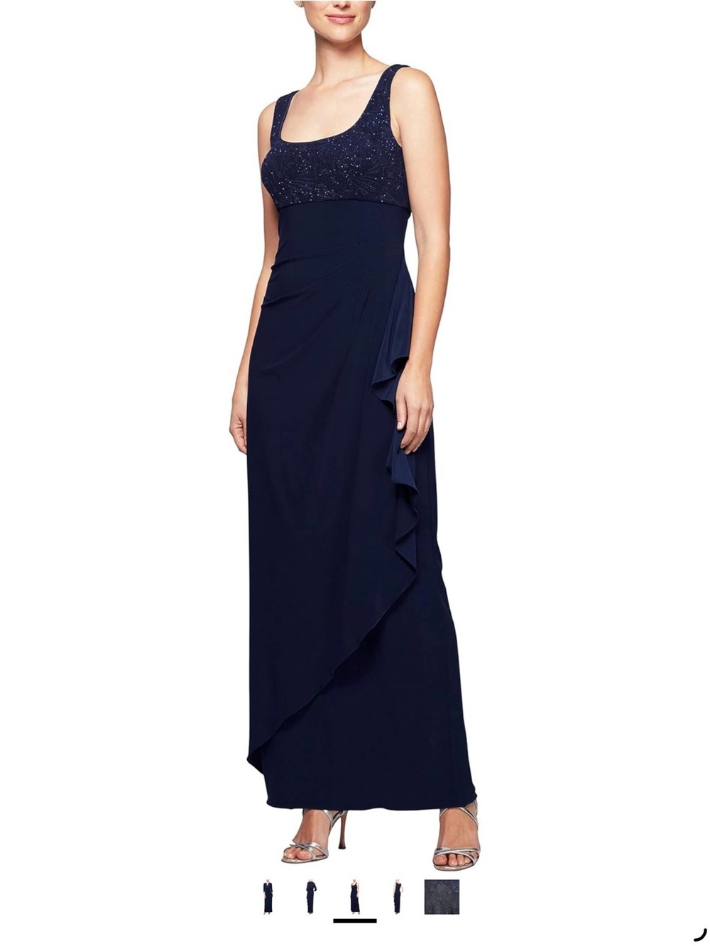 NWT Alex Evening Empire Waist Bolero Dress -Navy - Picture 3 of 5